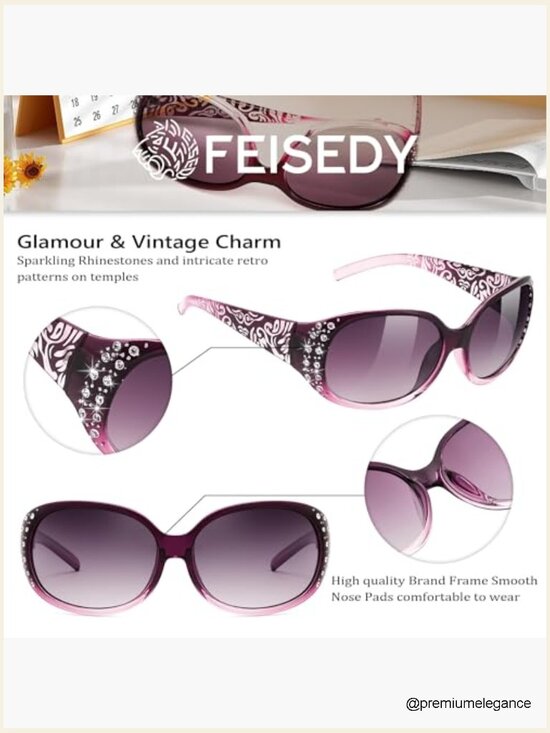 Wrap Around Rhinestone Oval Sunglasses UV400 Polarized main image 6